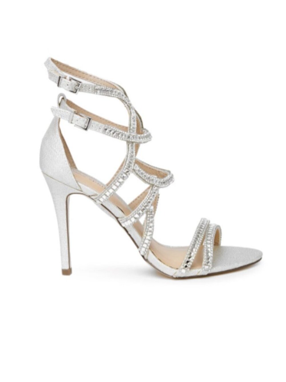Call It Spring Silver Rhinestone Cage Heels - Size 8.5 (With Box) - Picture 2 of 12
